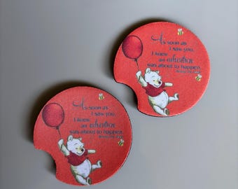 Pooh Car Untersetzer - 2-er Set - Weicher Stoff, rutschfest