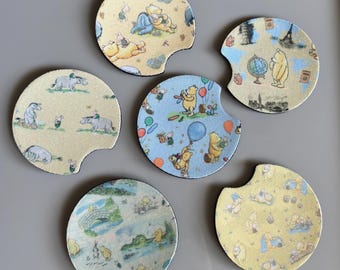 Pooh Auto Untersetzer - 2er Set - Weicher Stoff Gummi