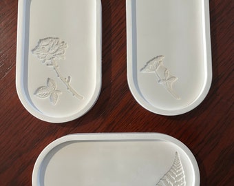 Getrocknete Blumen Resin Schmucktablett: Ovale Schmuckschale