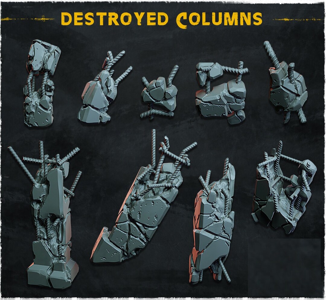 Cement Column Miniature Rebar Urban Ruin Basing Bits 40k Aos Etsy