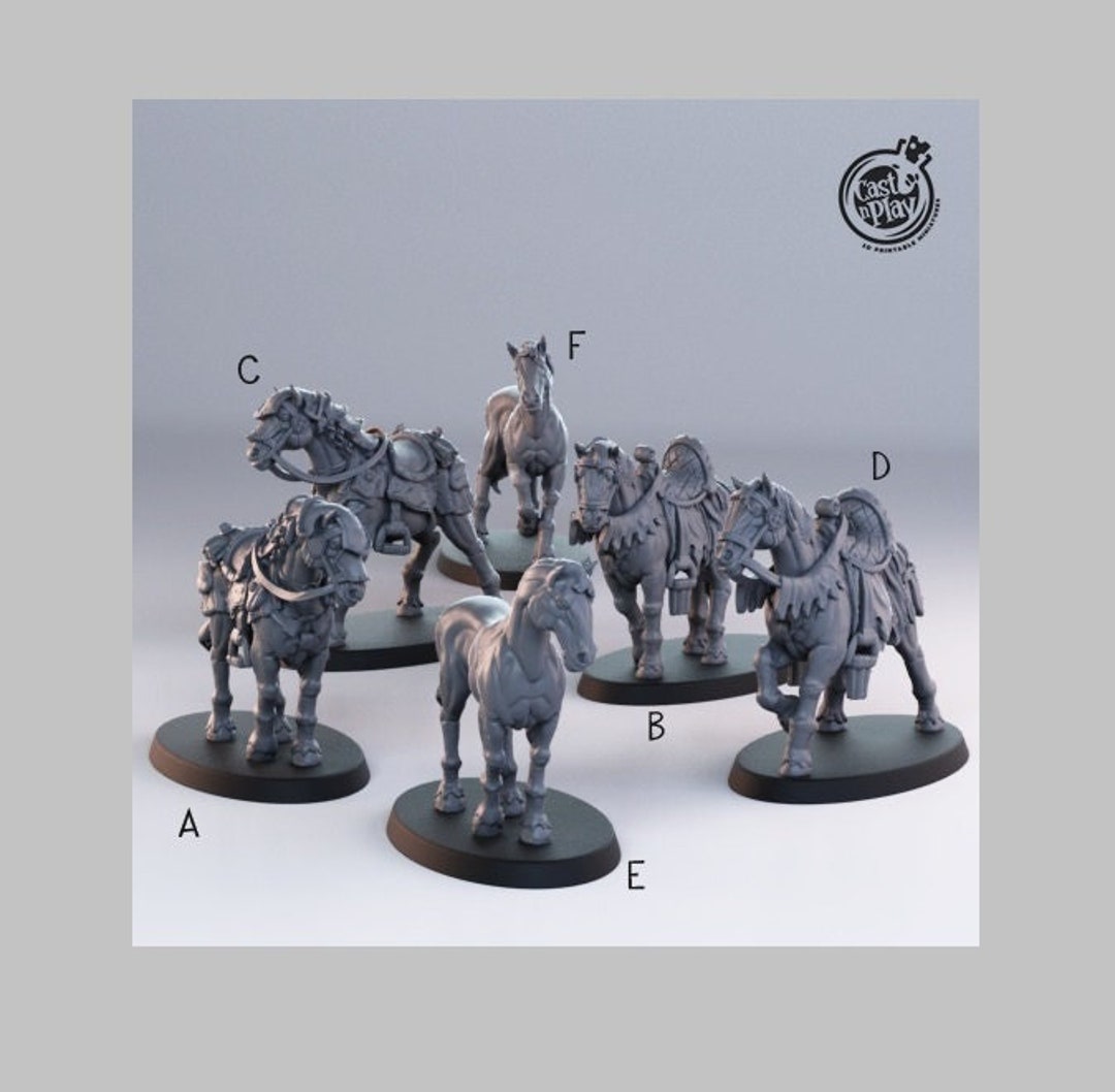 Horse Miniature Mount Dnd Cavalry Steed 40k Aos D&D Dnd Wild Etsy