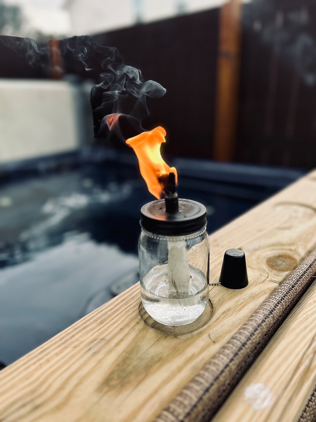 Mason Jar Tiki Torch Citronella Tabletop Tiki Torch Deck Tiki Torch