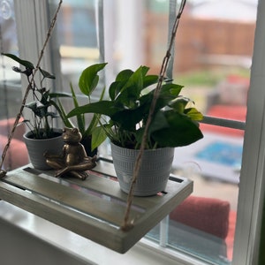 Wooden Hanging Window Plant Shelf