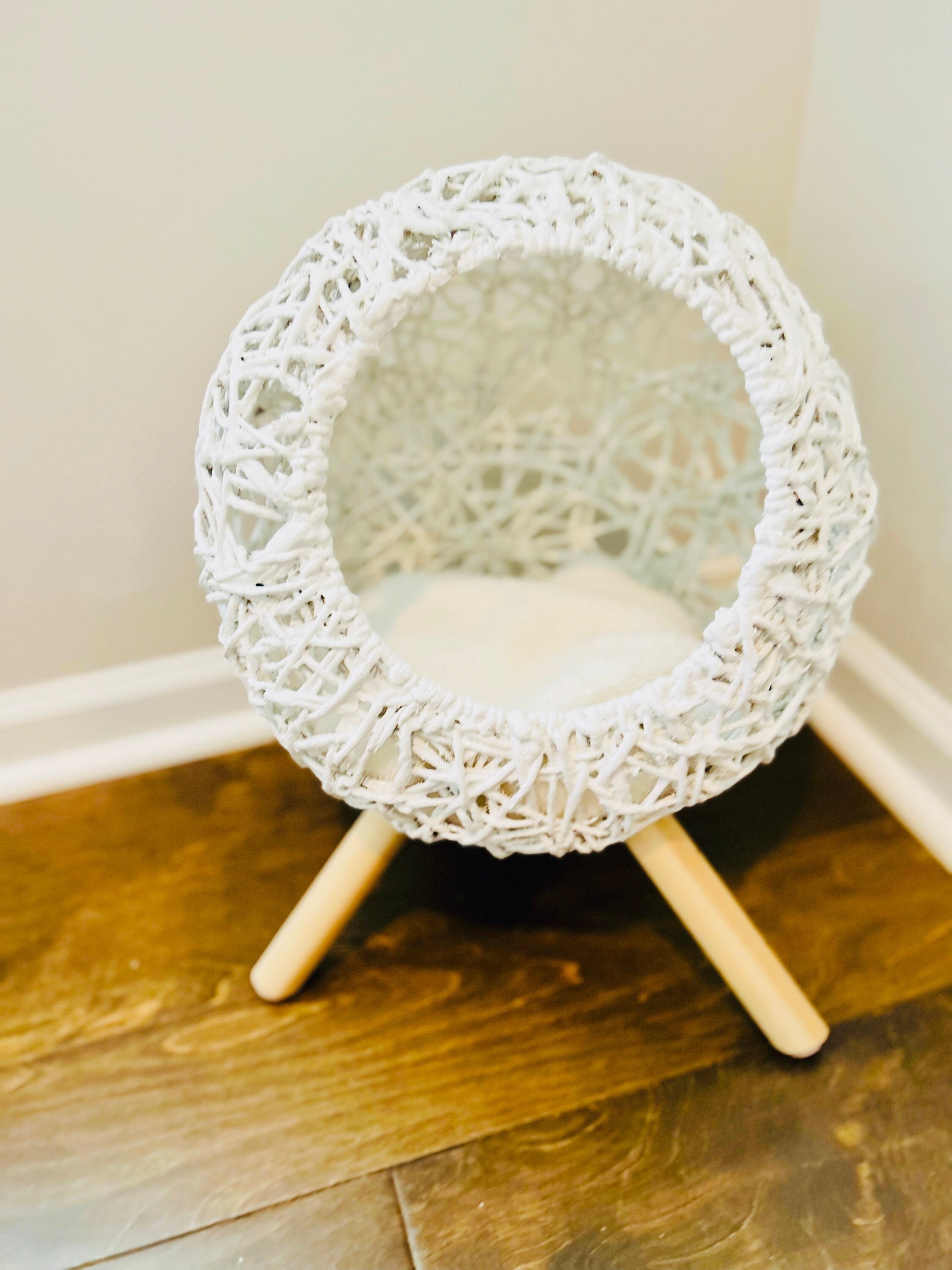 Round Cat Bed Round Cat Condo Elevated Cat Bed Etsy