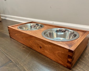 Unique Christmas Gift for Dog Lover | Elevated Custom Wooden Dog Bowl Stand