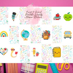 Back to School Themed Weekly Planner Stickers Printable