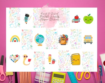Back to School Themed Weekly Planner Stickers Printable