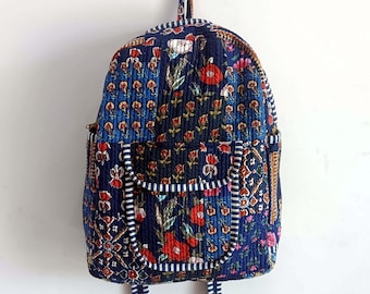 Quilted Patchwork Cotton Backpack: Bohemian Laptop Bag