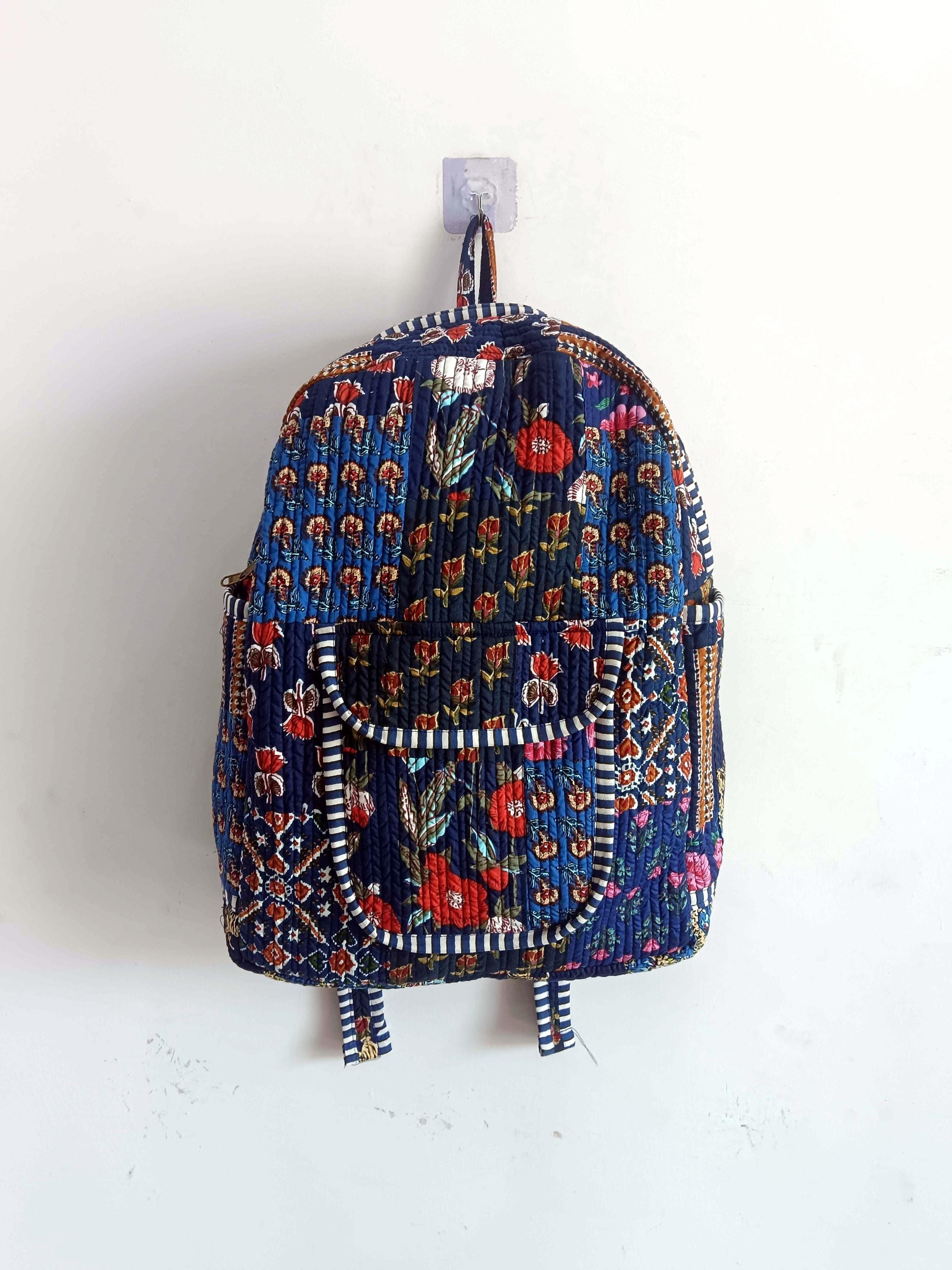 Quilted Patchwork Cotton Backpack: Bohemian Laptop Bag