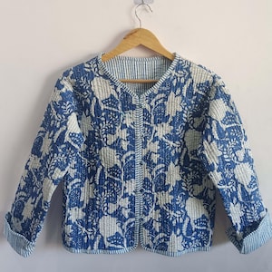 Floral Patchwork Cotton Quilted Jacket: Lightweight Reversible Coat
