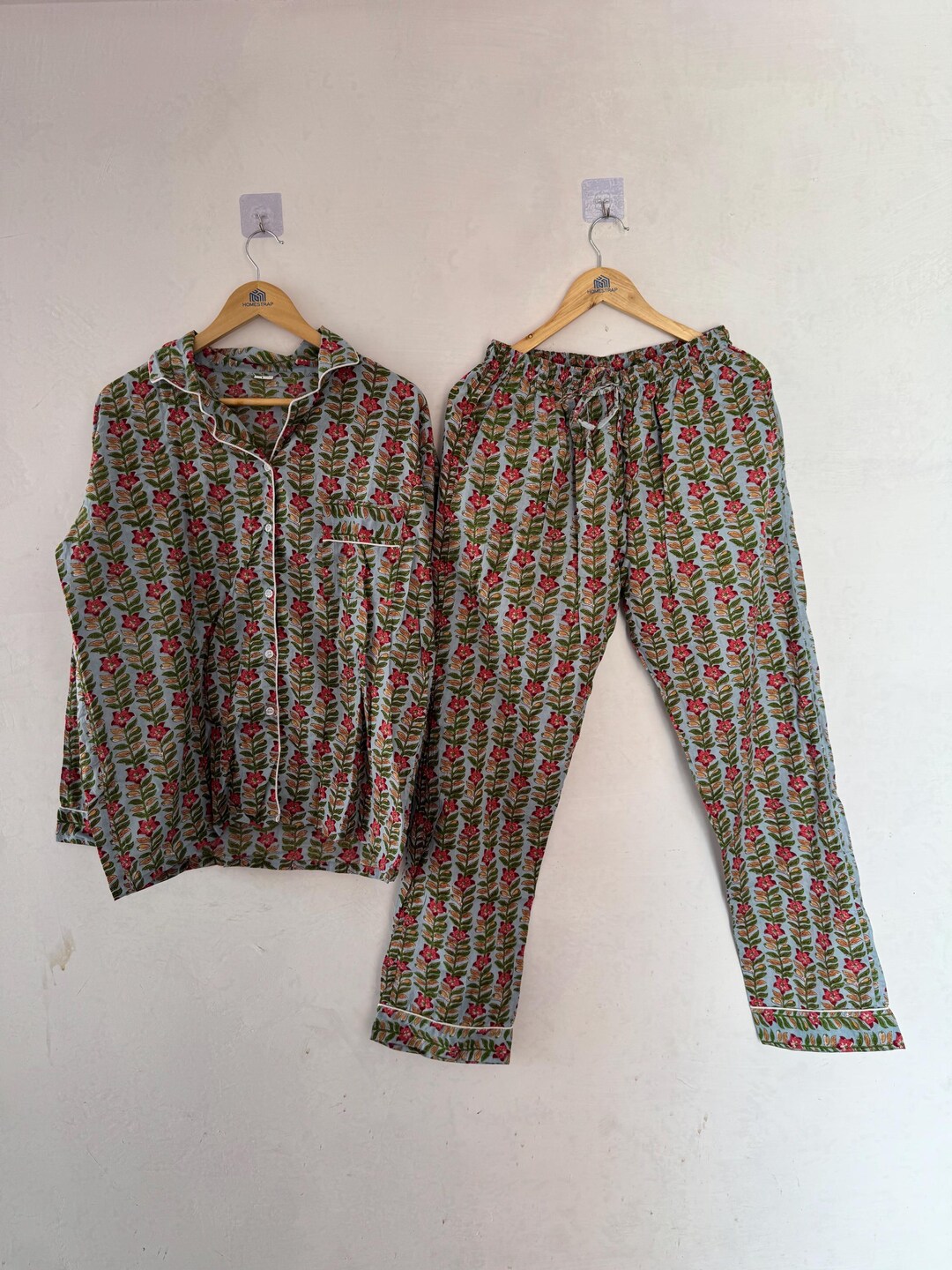 Hand Block Print Cotton Pajama Set, Floral Indian Nightwear - Etsy UK
