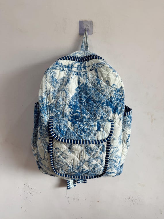 Quilted Patchwork Cotton Backpack: Bohemian Hippie Tote Bag