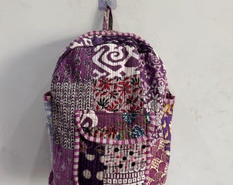 Cotton Patchwork Backpack: Bohemian Hippie Laptop Bag