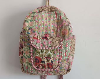 Cotton Quilted Patchwork Backpack: Bohemian Laptop Bag