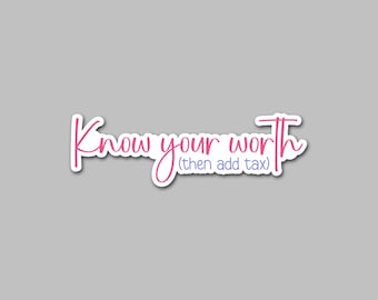Know Your Worth Sticker, Mental Health Sticker, Waterbottle Sticker, Laptop Sticker, Die Cut Sticker, Bulk Custom Stickers, SA115