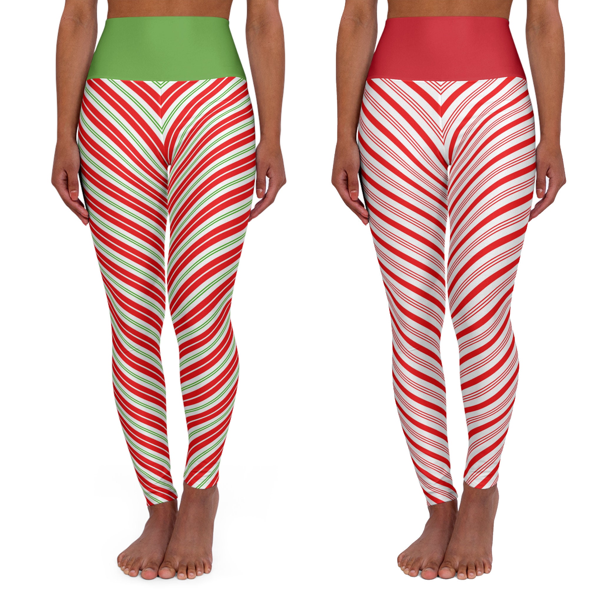 Vertical Stripe Candy Cane Printed Leggings 