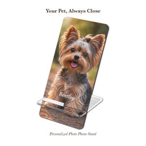Soporte de teléfono con foto de mascota personalizado para amantes de perros y gatos / Soporte de escritorio personalizado conmemorativo para mascotas / Regalo conmemorativo para perros / Regalo con foto de gato