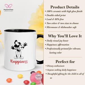 Dwukolorowy ceramiczny kubek Happiness Steamboat Willie Mickey Mouse – Twój codzienny towarzysz radości! zdjęcie 2