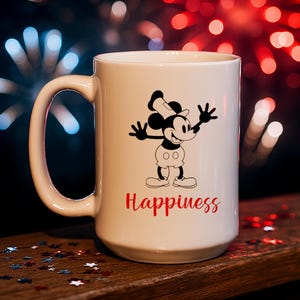 Dwukolorowy ceramiczny kubek Happiness Steamboat Willie Mickey Mouse – Twój codzienny towarzysz radości! zdjęcie 8