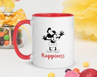 Dwukolorowy ceramiczny kubek Happiness Steamboat Willie Mickey Mouse – Twój codzienny towarzysz radości!