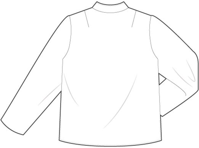 May include: A white long-sleeved shirt with a high collar and a slightly fitted silhouette.