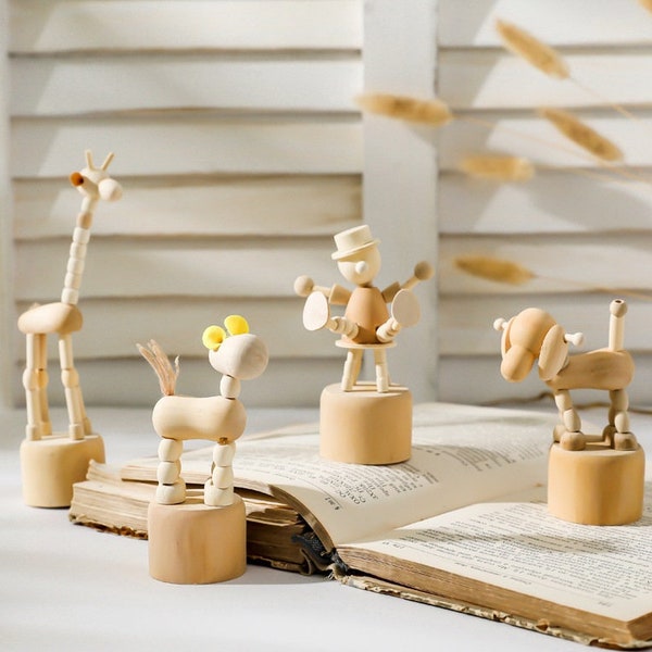 Wooden artwork movable puppet desktop figurine | Ornaments crafts toy gifts home decoration