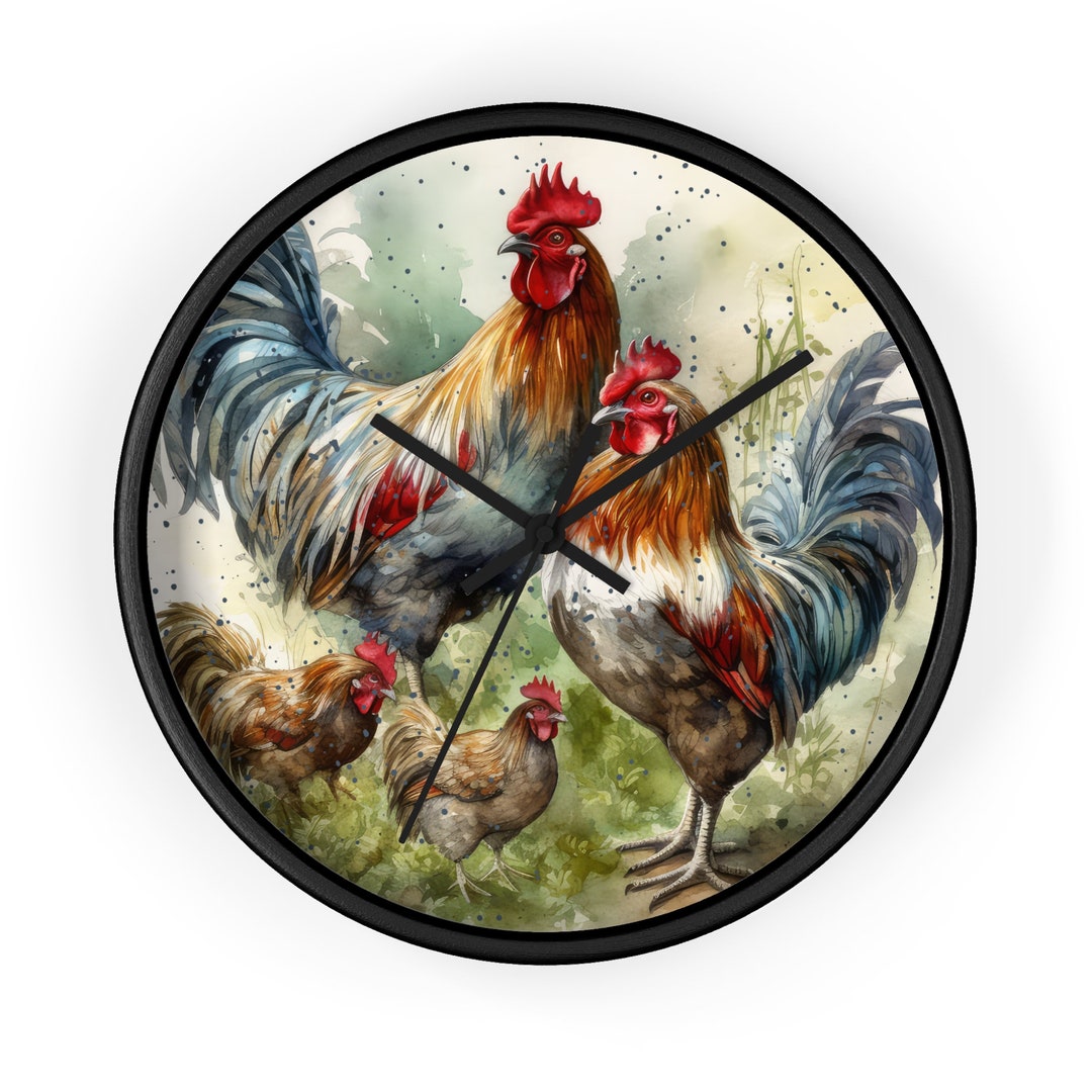 Roosters & Hens Wall Clock - Etsy