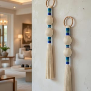 Conjunto de 2 tapeçarias de parede modernas em macramê trançado - Decoração Boho Chic para casa, arte artesanal para sala de estar ou quarto