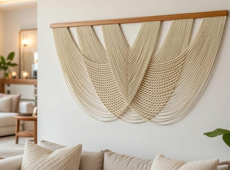 Handwoven Fiber Wall Art - Modern Boho Decor for Stylish Homes image 1