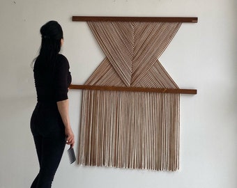 Large Dip Dyed Macrame Tapestry - Boho Wall Hanging Decor - Handcrafted Home Art