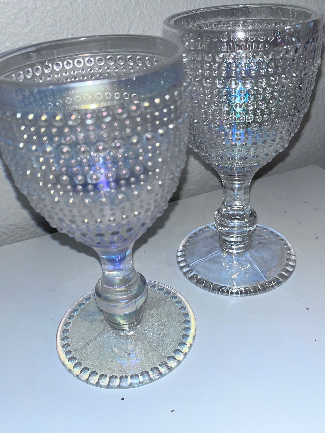 Iridescent Bubble Glass Wine Glasses Etsy