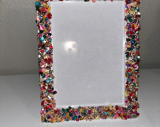 Colorful Gemstone Picture Frame | Custom Sparkle Photo Frame | Personalized Gift for Her | Unique Home Decor