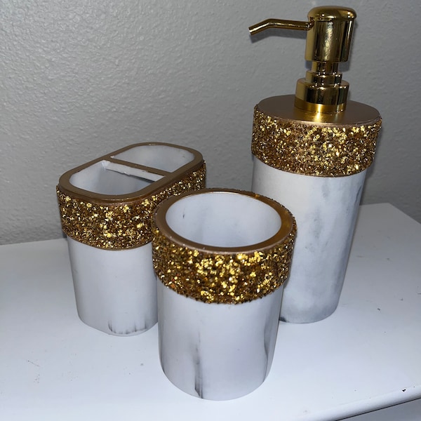 Gold Bathroom Accessories Etsy