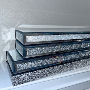 Crushed diamond Mirror floating Shelf