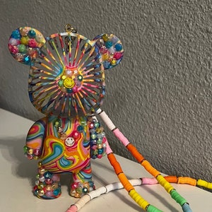 Bedazzled tie dye teddy Bear mini Fans
