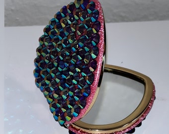 Compact Bedazzled Heart Mirror