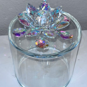 Crystal Glass flower w/diamond accents jar