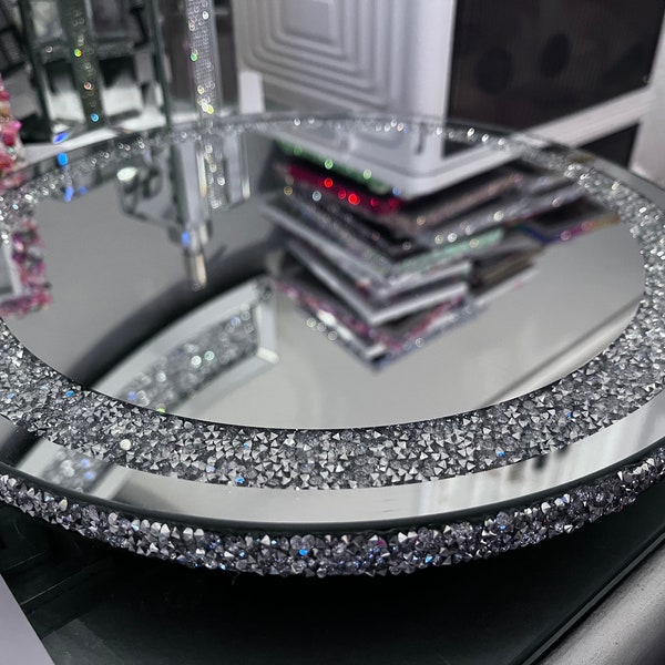 Spinning mirror w/  diamond trim display tray