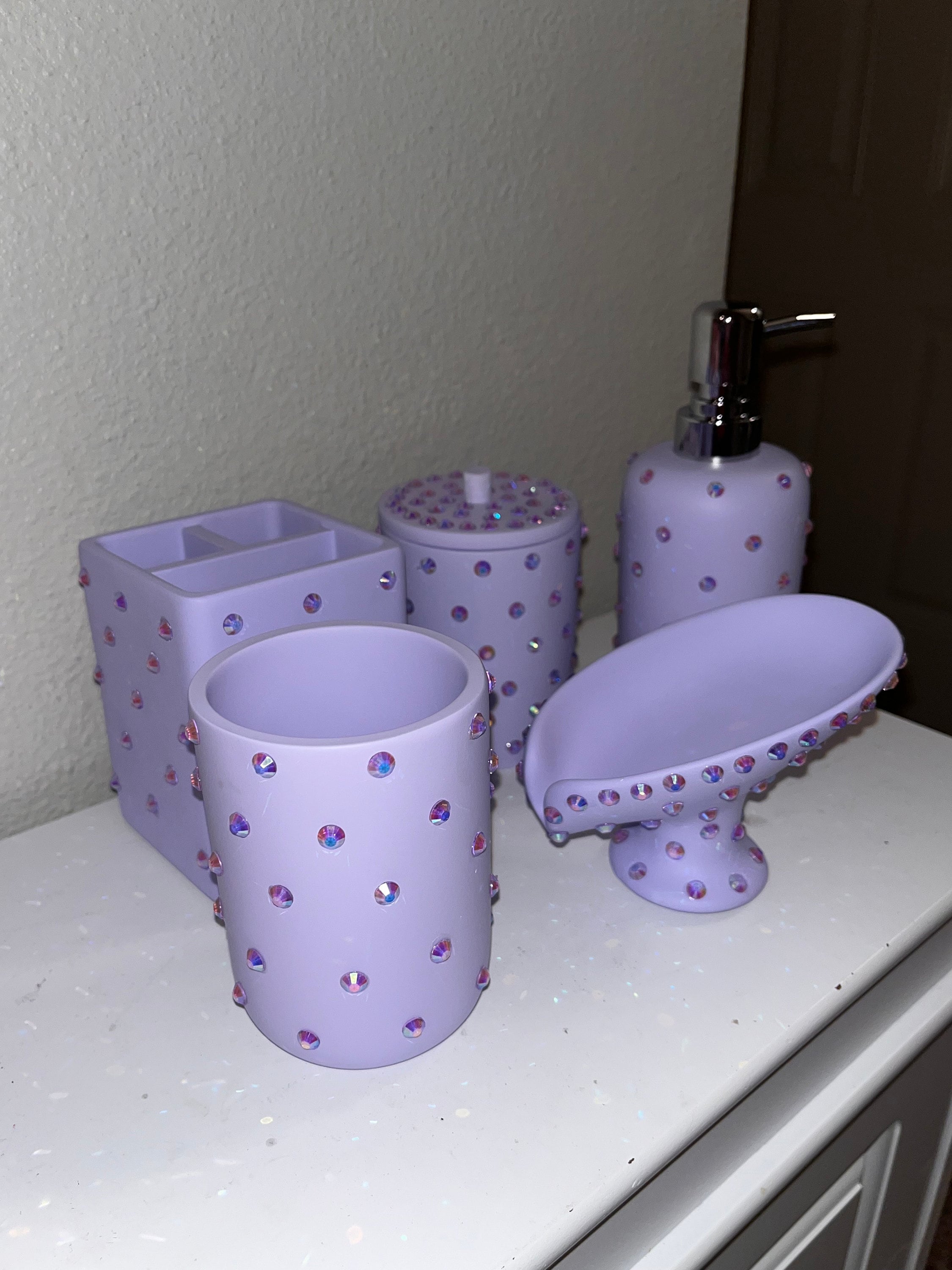 Pink or Purple Diamond Accent Bathroom Sets - Etsy