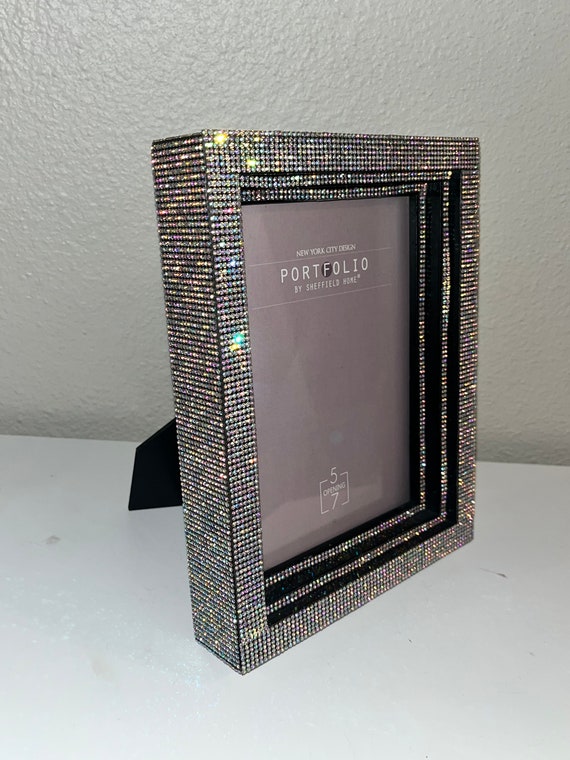 Calenzana Set Di 12 Cornici Glitterate In Vetro Per Foto 10x15 Cm – Design Scintillante E Smussato – Per Tavolo, Orizzontale O Verticale
