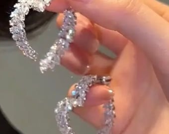 ジルコン ハート クリスタル ドロップ ダングル イヤリング