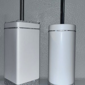 Diamond trimmed toilet brush & holder