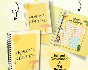 Yellow Summer Planner; Summer Planner; Summer Planner for Kids; Summer Calendar; Printable Summer Planner; Summer Digital Download