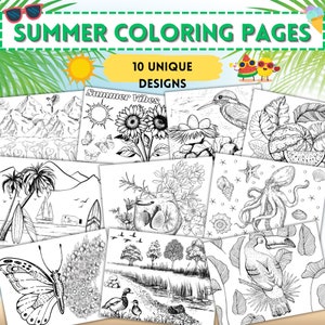 Adult Summer Coloring Pages, Summer Coloring Pages, Summer Activity Coloring, Coloring Page Craft, Printable Summer Coloring, Coloring Book