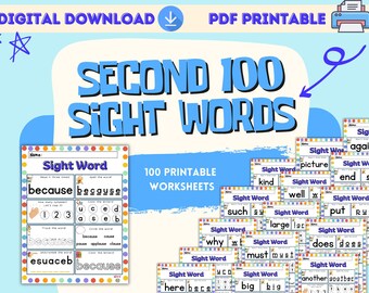 Hojas de trabajo de 100 palabras visuales; Aprendizaje para niños; Hojas de trabajo para jardín de infantes; Páginas de actividades para jardín de infantes; Páginas de actividades para preescolar; Hojas de trabajo para preescolar