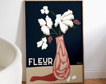 植物の花瓶アートプリント、即時ダウンロードの壁アート、印刷可能な壁アート