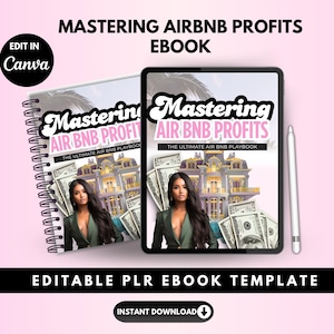 Airbnb Rental Arbitrage PLR Ebook: Canva Template, Resell & Teach (Digital Download)