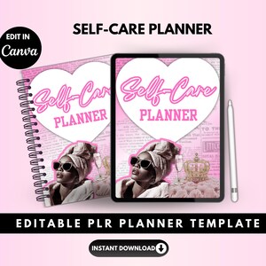 Editable Self-Care Planner: PLR Ebook & Workbook (Canva)