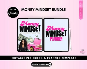 Money Mindset Ebook and Planner, Financial Freedom Guide (PLR, Canva)