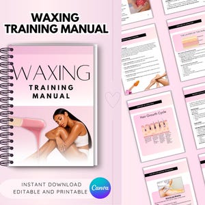 Waxing Training Manual, Step by Step Editable Guide, Skin Care, Esthetician Course, Intimate Wax, Students, Tutors, Editable in Canva
